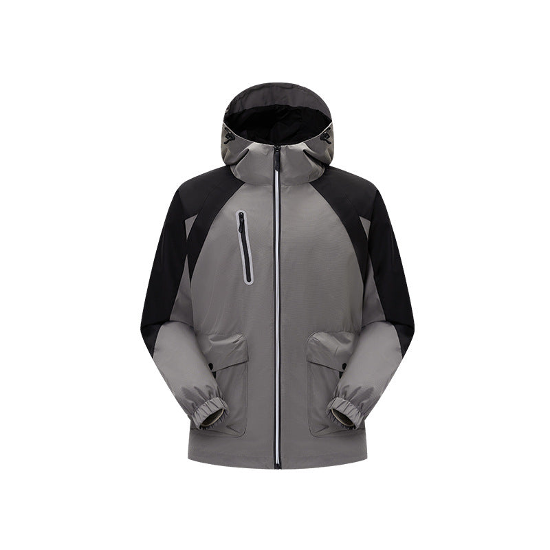 Herren zweilagige technische Regenjacke mit verstellbarer Kapuze und verschweißten Nähten Nord Taschen