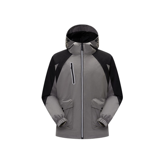 Herren zweilagige technische Regenjacke mit verstellbarer Kapuze und verschweißten Nähten Nord Taschen