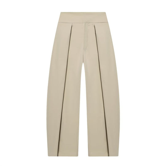 Damen Weite Plissée-Jerseyhose mit hoher Taille und Bügelfalte Nord Taschen