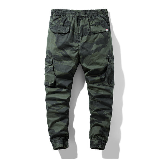 Herren Camouflage-Utility-Cargohose im Joggerstil mit Tunnelzugbund und verstärkten Kniepartien Nord Taschen
