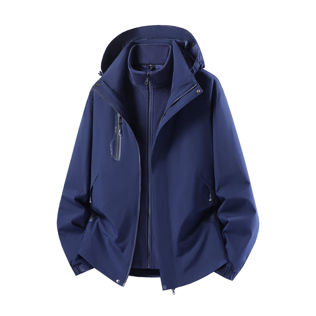 Damen wasserabweisende dreiteilige Outdoorjacke mit herausnehmbarer Fleece-Innenjacke, verstellbarer Kapuze und Reißverschlusstaschen Nord Taschen