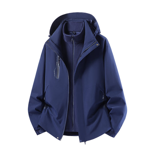 Damen wasserabweisende dreiteilige Outdoorjacke mit herausnehmbarer Fleece-Innenjacke, verstellbarer Kapuze und Reißverschlusstaschen Nord Taschen