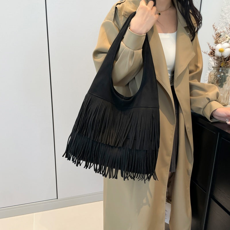 Damen Schultertasche mit Fransen Nord Taschen