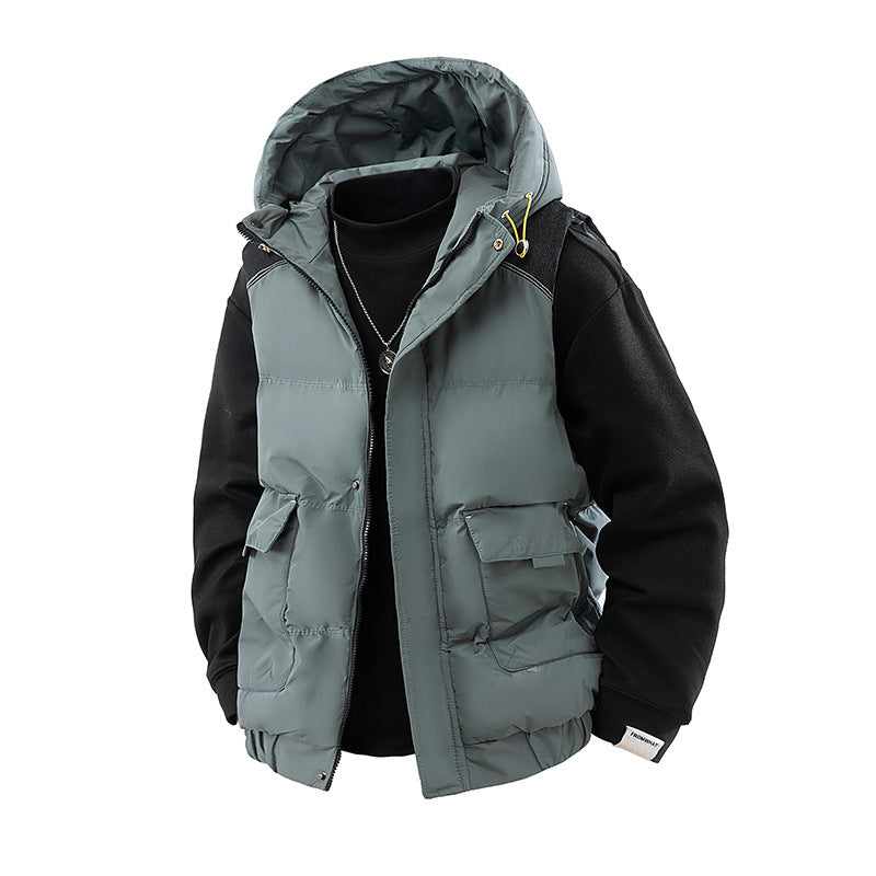 Herren Gesteppte Outdoor-Weste mit Kapuze, Cargo-Taschen und verstellbarem Saum Nord Taschen