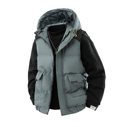 Herren Gesteppte Outdoor-Weste mit Kapuze, Cargo-Taschen und verstellbarem Saum Nord Taschen