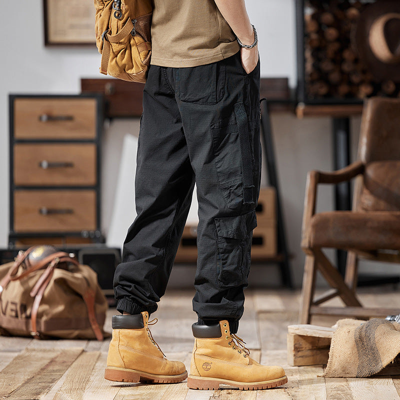 Herren Multitaschen-Cargohose mit Reißverschlusstaschen und elastischem Beinabschluss Nord Taschen