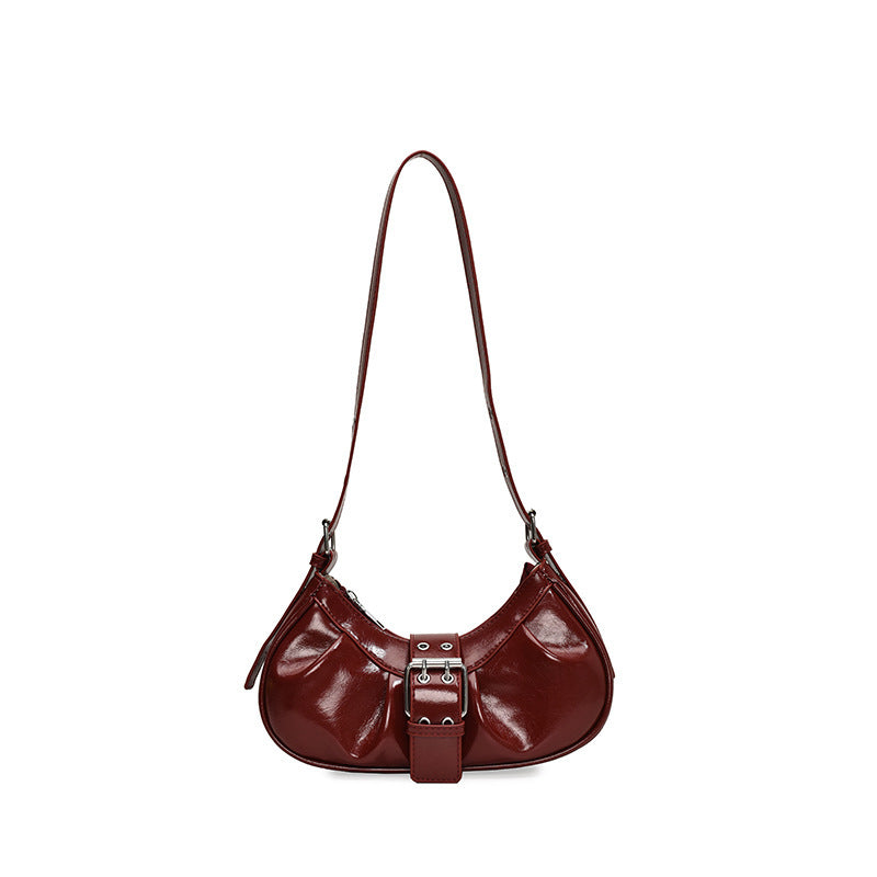 Damen Hobo-Tasche mit elegantem Faltendesign und glänzender Oberfläche Nord Taschen