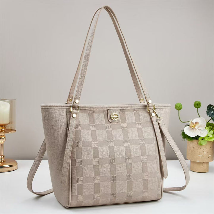 Damen elegante Shopper-Tasche mit modischem Karo-Muster und abnehmbarem Schulterriemen Nord Taschen