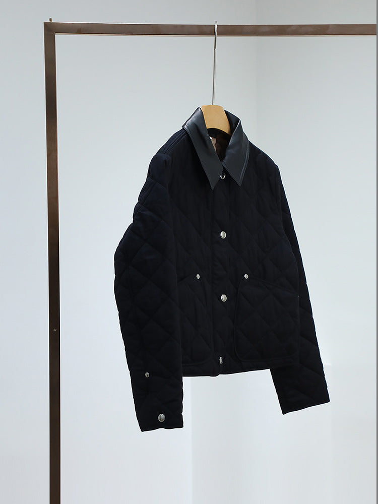 Damen Steppjacke mit hochwertigem Lederkragen Nord Taschen