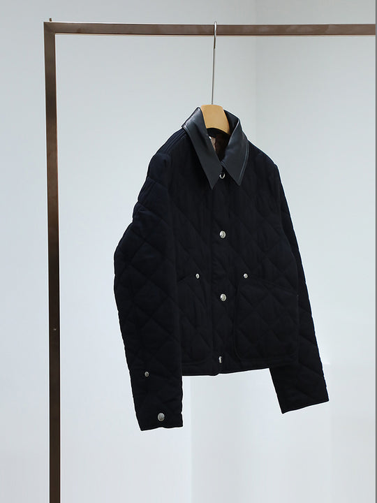 Damen Steppjacke mit hochwertigem Lederkragen Nord Taschen