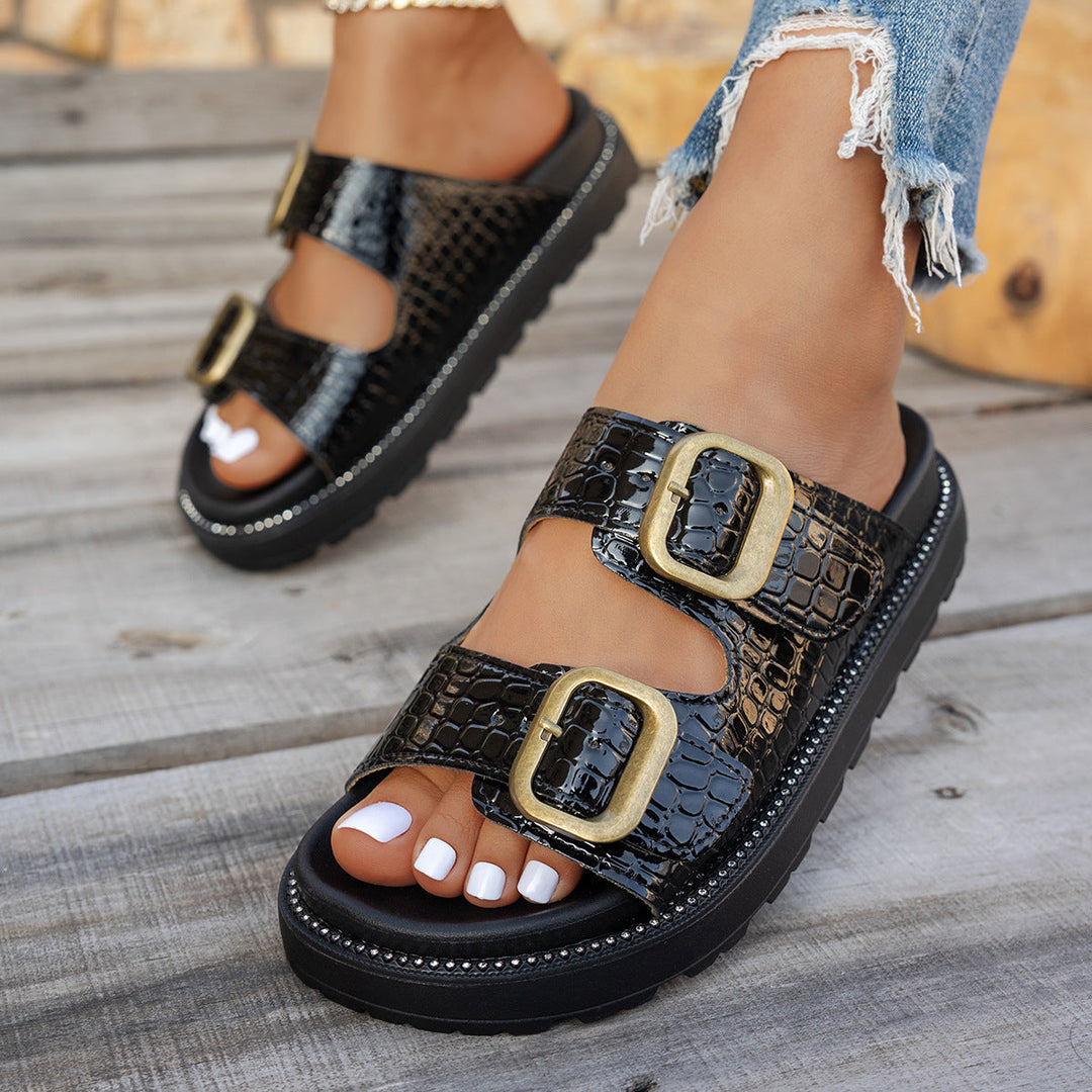 Damen Komfortable Sandalen mit modischen Schnallenapplikationen Nord Taschen