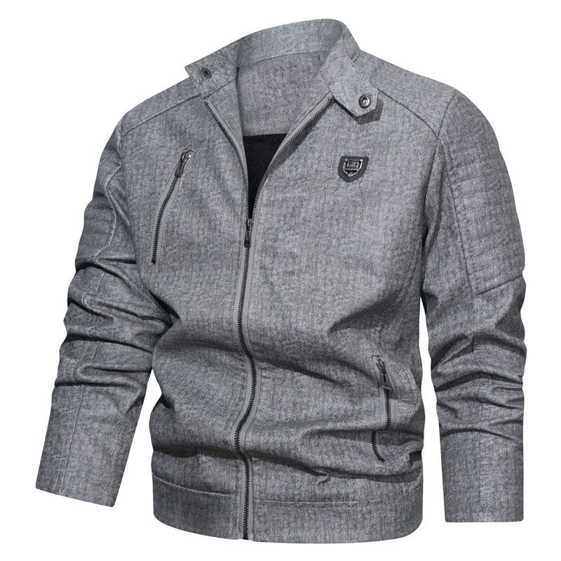Herren robustes Denim‑Look Fieldblouson mit gesteppter Schulterpartie und Reißverschlussdetails Nord Taschen