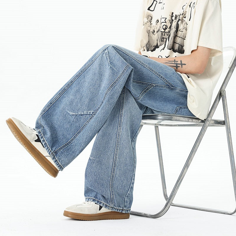 Herren Extraweite Baggy-Jeans mit tiefem Schritt und markanten Kontrastnähten Nord Taschen