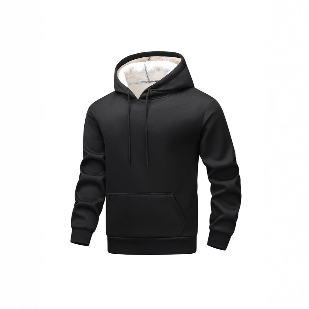 Herren Kuscheliger Teddyfleece-Kapuzenpullover mit Sherpa-Futter und Kängurutasche Nord Taschen
