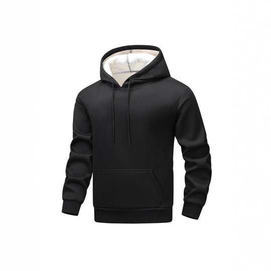 Herren Kuscheliger Teddyfleece-Kapuzenpullover mit Sherpa-Futter und Kängurutasche Nord Taschen
