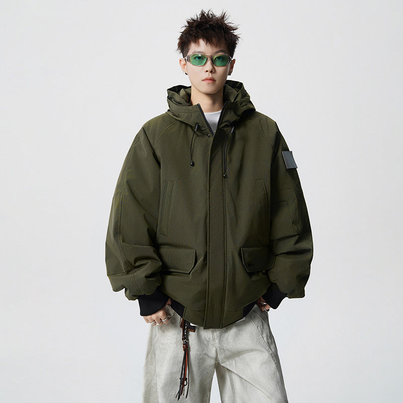 Herren Wattierter Oversize-Parka mit Kunstfellkapuze und Utility-Taschen Nord Taschen