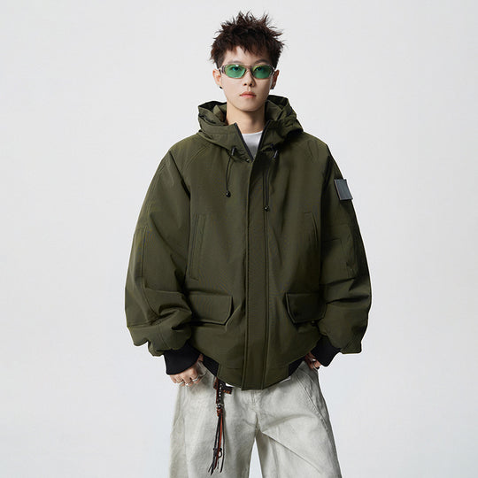 Herren Wattierter Oversize-Parka mit Kunstfellkapuze und Utility-Taschen Nord Taschen