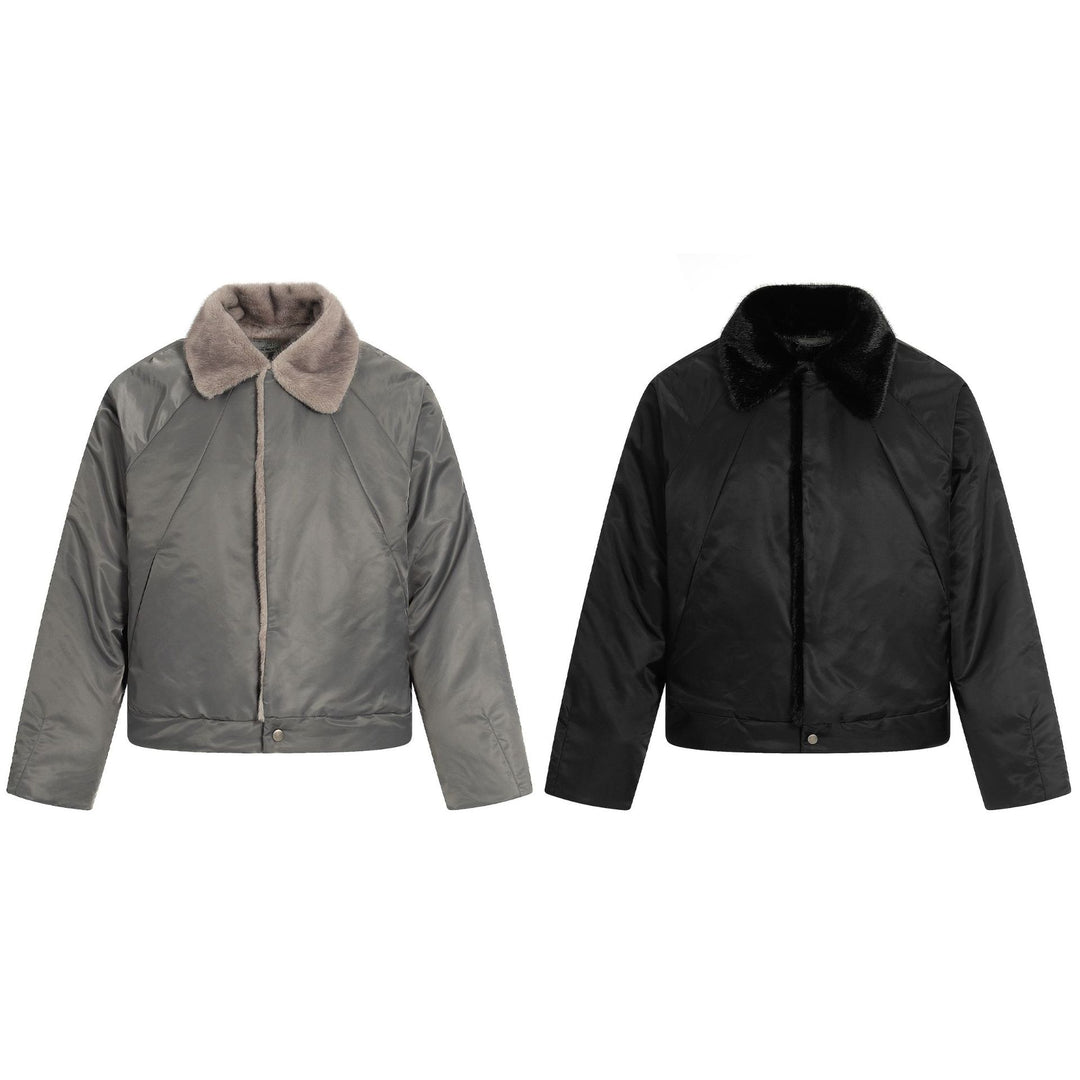 Damen Kurz geschnittener gesteppter Blouson mit Webpelzkragen Nord Taschen