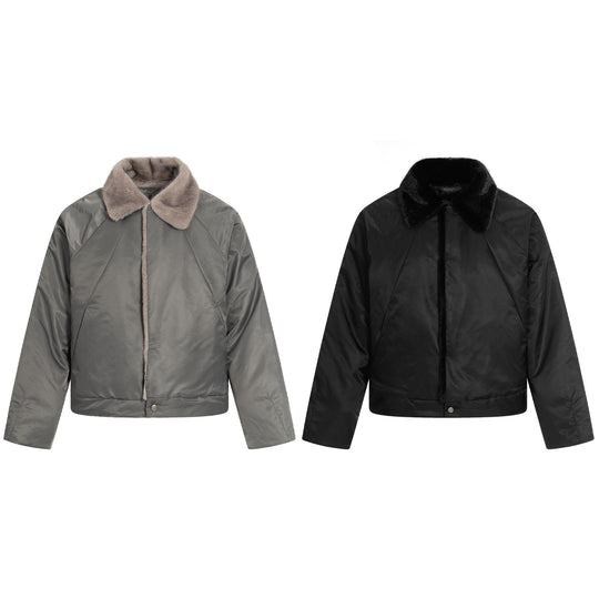 Damen Kurz geschnittener gesteppter Blouson mit Webpelzkragen Nord Taschen