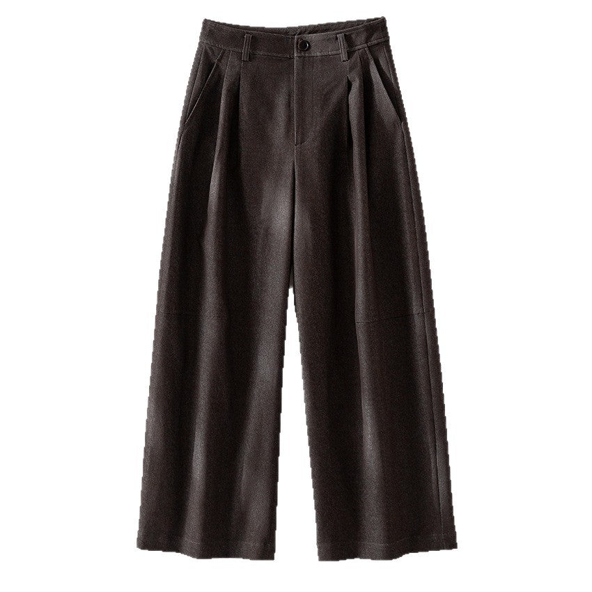 Damen Weite Faltenhose mit hoher Taille und Cropped-Schnitt Nord Taschen