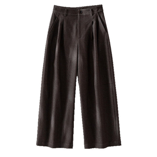 Damen Weite Faltenhose mit hoher Taille und Cropped-Schnitt Nord Taschen