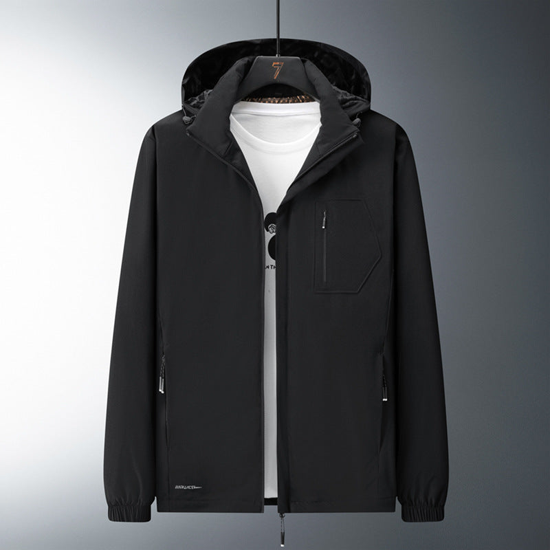Herren Urban-minimalistische Softshell-Kapuzenjacke mit verdeckten Reißverschlüssen und elastischem Saum Nord Taschen