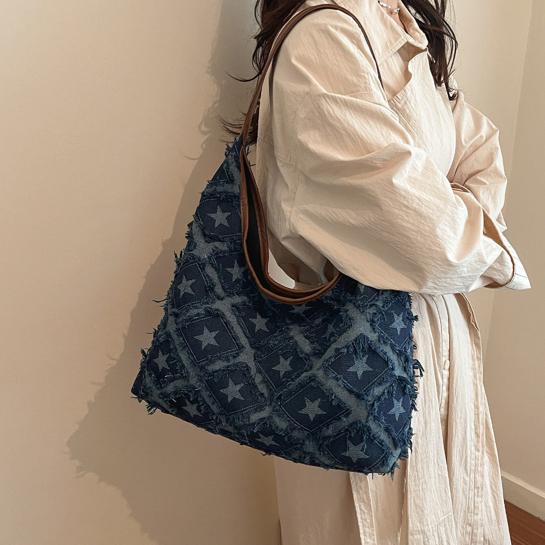 Damen Hobo-Tasche mit buntem Sternenmuster und fransigen Akzenten Nord Taschen