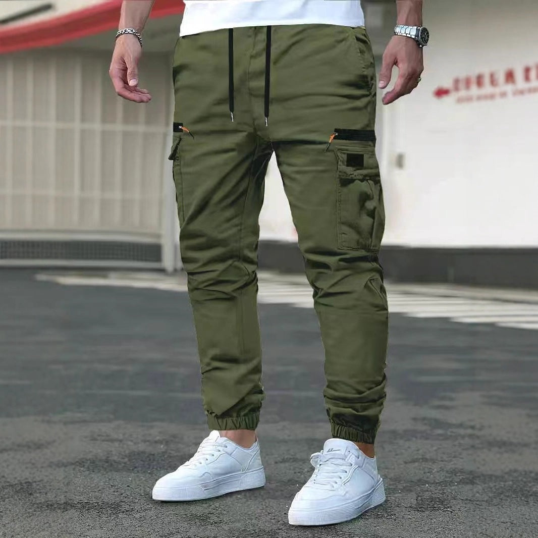 Herren Tapered Cargo-Jogginghose mit Tunnelzugbund, Reißverschlusstaschen & elastischen Bündchen Nord Taschen
