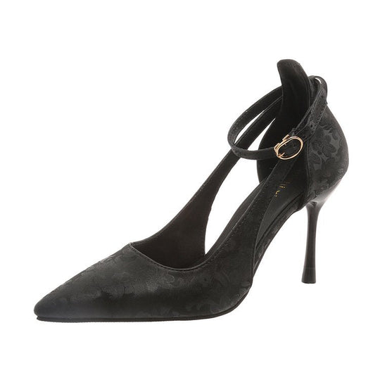 Damen Spitzen High Heels mit eleganter Fesselriemenverzierung