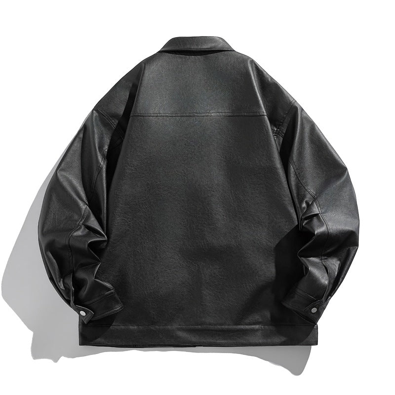 Herren Kurz geschnittener Boxy-Kunstlederblouson mit hochgeschlossenem Kragen und Zipper-Brusttaschen Nord Taschen