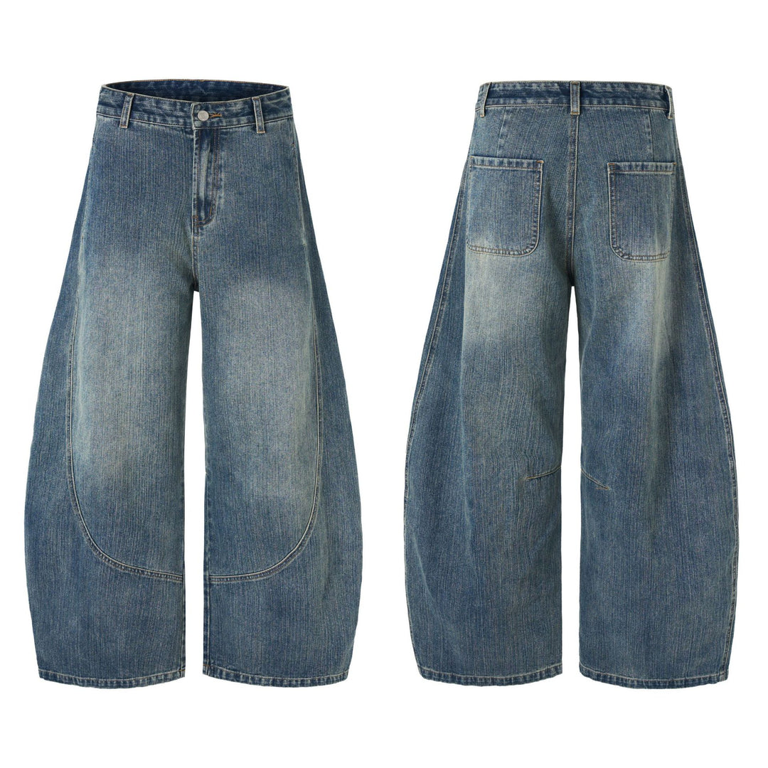 Damen Extraweite Denim-Palazzohose mit skulpturalen Rundnähten Nord Taschen