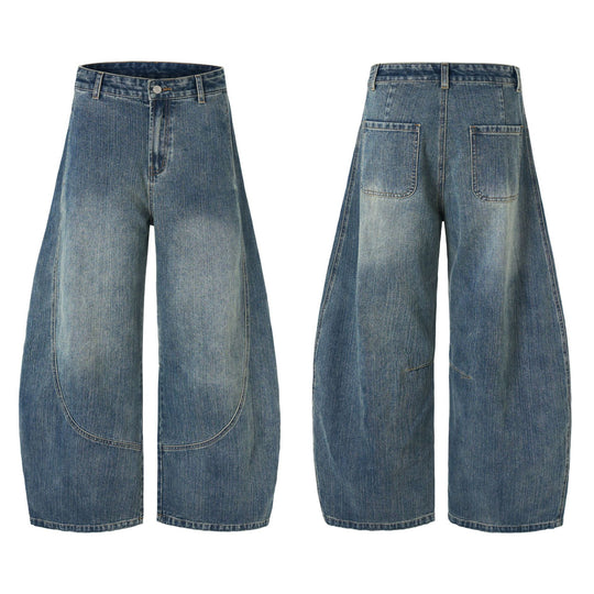 Damen Extraweite Denim-Palazzohose mit skulpturalen Rundnähten Nord Taschen