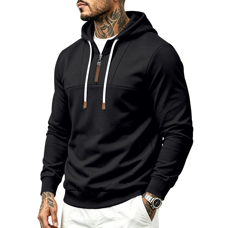 Herren Moderner Halbzip-Hoodie aus French Terry mit Zierriegel und Kordelzug Nord Taschen