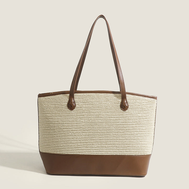 Damen Strandtasche mit hochwertigen Kunstlederelementen und robustem geflochtenem Design Nord Taschen
