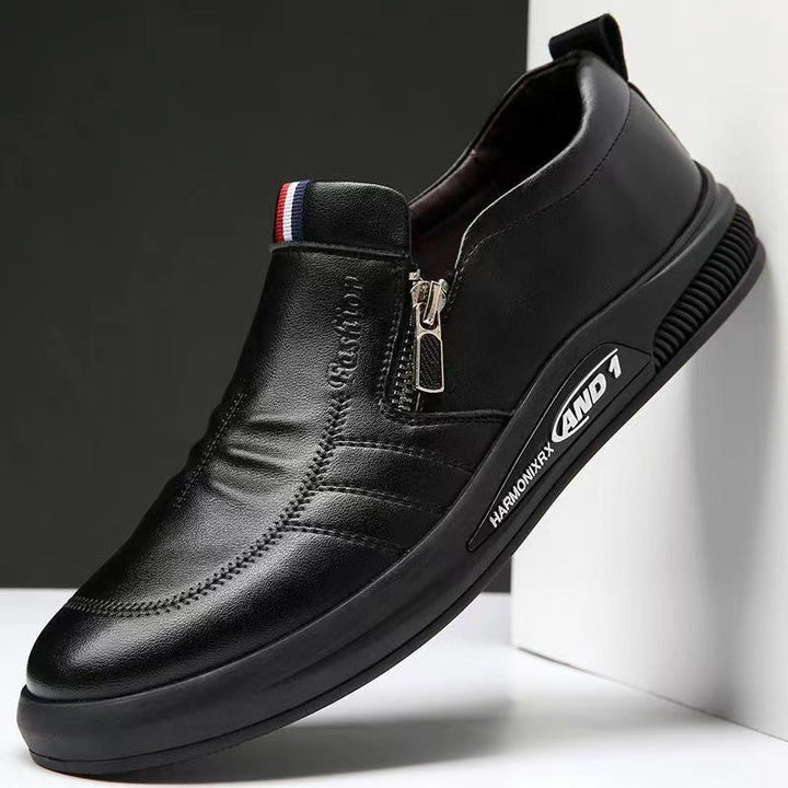 Herren Elegante und komfortable Leder-Slipper mit Reißverschluss