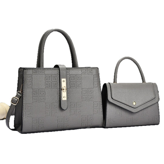 Damen Handtaschen-Set mit edler Prägung und abnehmbarer Clutch Nord Taschen