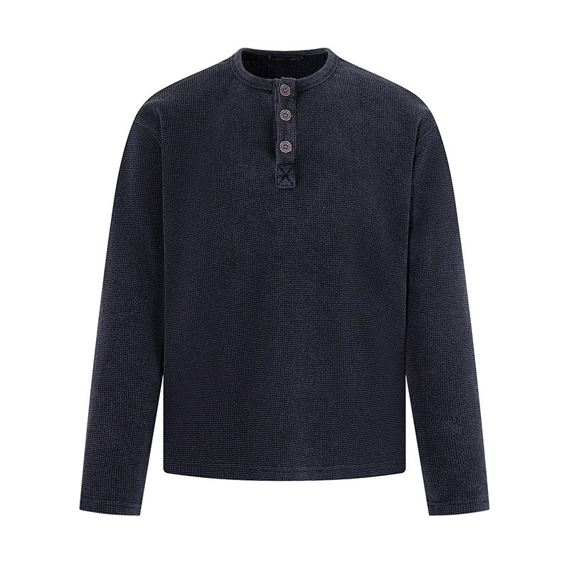 Herren Waffelstrick-Henleyshirt mit Knopfleiste und lässigem Regular-Fit Nord Taschen