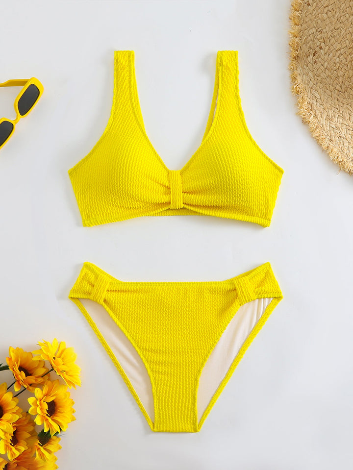 Damen Zweiteiliger Bikini mit verspieltem Wellenmuster