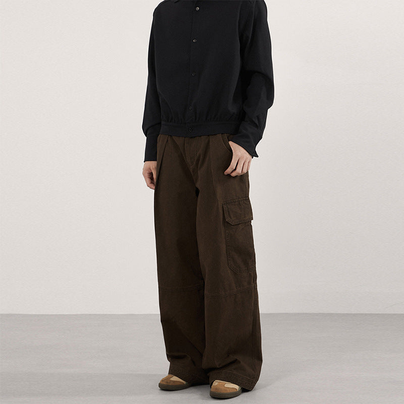 Herren Extraweite Canvas‑Cargohose mit hoher Bundlinie, Knieabnähern und aufgesetzten Pattentaschen Nord Taschen