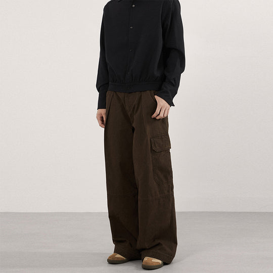 Herren Extraweite Canvas‑Cargohose mit hoher Bundlinie, Knieabnähern und aufgesetzten Pattentaschen Nord Taschen