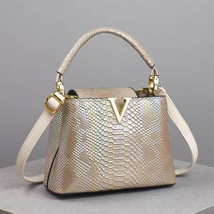 Damen stilvolle Handtasche mit Schlangenlederoptik Nord Taschen