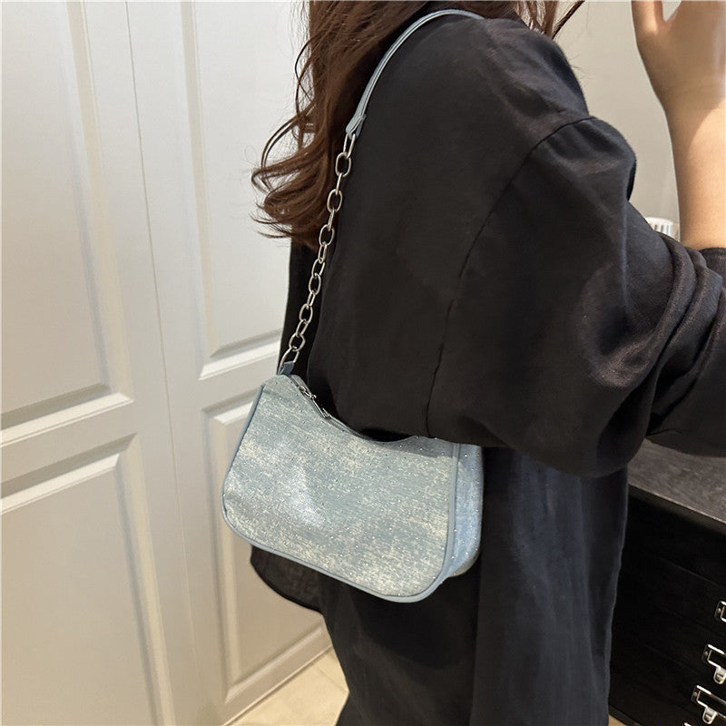 Damen modische Handtasche mit Kettenriemen und Denim-Design Nord Taschen