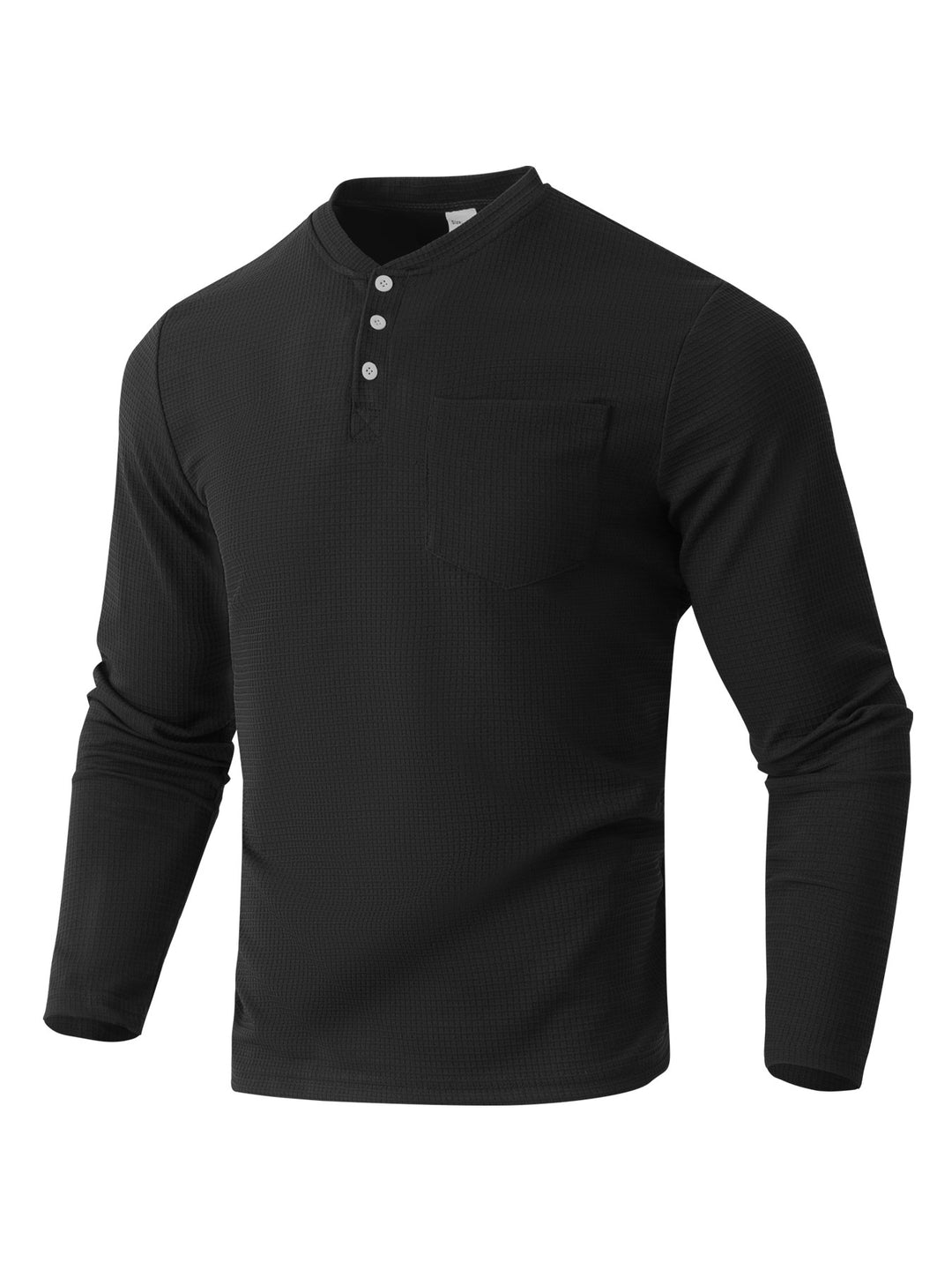 Herren Langarm Henley mit Waffelstruktur und Brusttasche thermisches Langarmshirt Nord Taschen