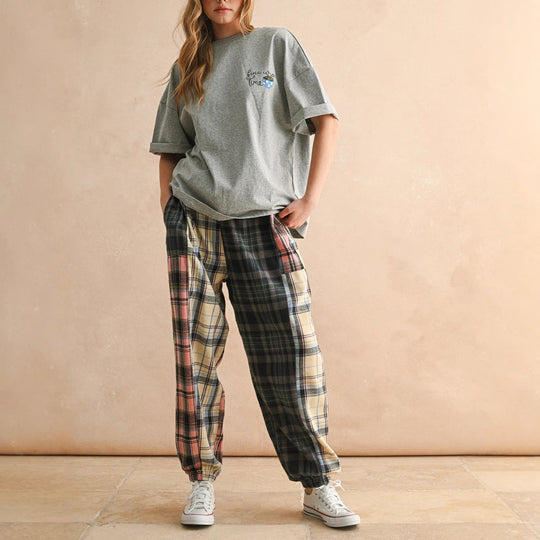 Damen Karierte Komfort-Hose mit elastischem Bund Nord Taschen