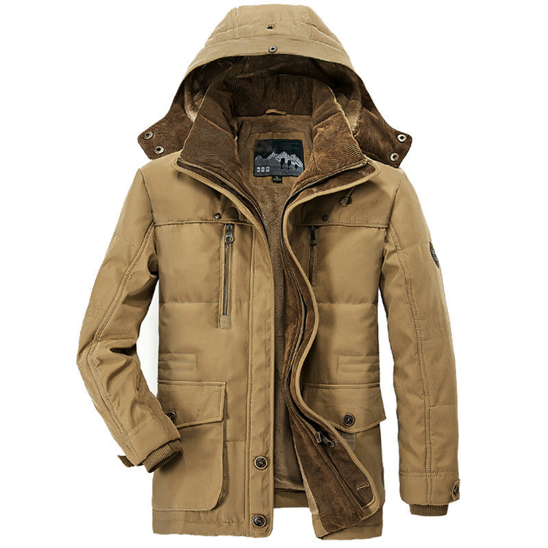 Herren robuster Canvas-Fieldparka mit Cord-Kragen, Zipfront und Multifunktionstaschen Nord Taschen