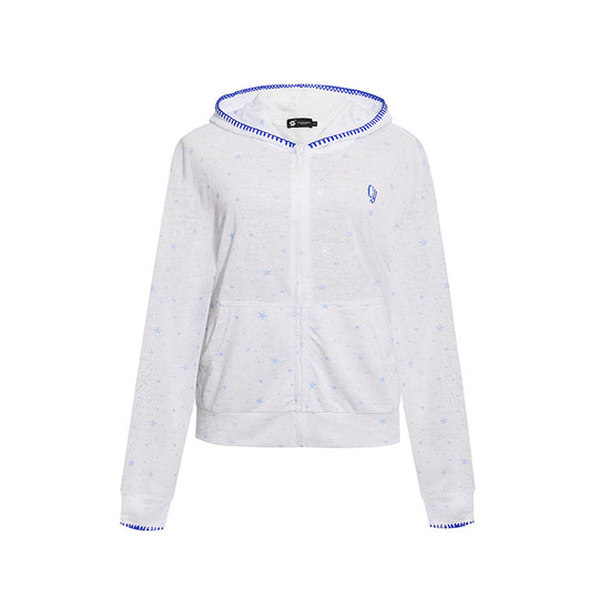 Damen Leichter Kapuzen-Zipcardigan mit Sternenallover und Ziernaht Nord Taschen