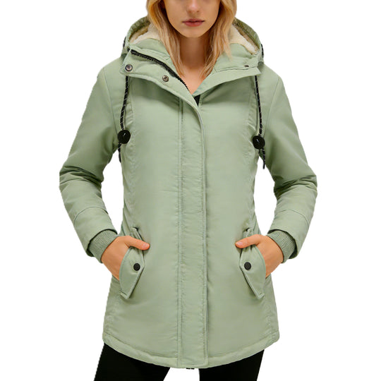 Damen Wasserabweisender Parka mit Teddyfutter, Kapuze und Taillierter Passform Nord Taschen