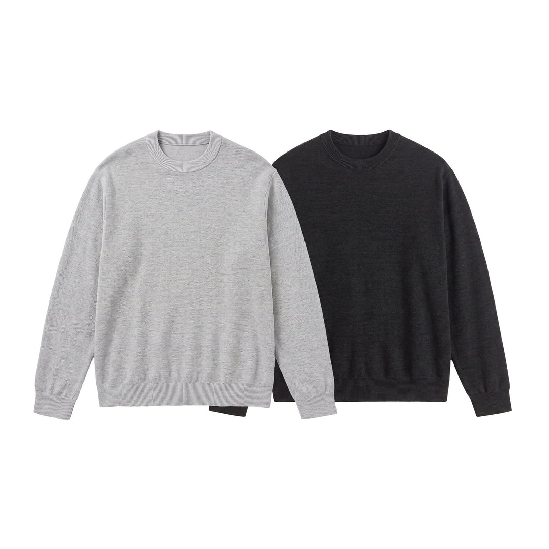 Herren Feiner Rundhals‑Sweatpullover aus Terry‑Frottee mit geripptem Saum Nord Taschen