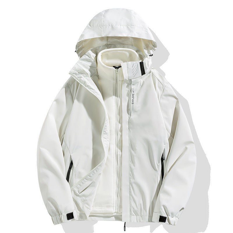 Herren zweiteilige Winterjacke mit abnehmbarer Fleece-Innenjacke wasserdicht winddicht Nord Taschen