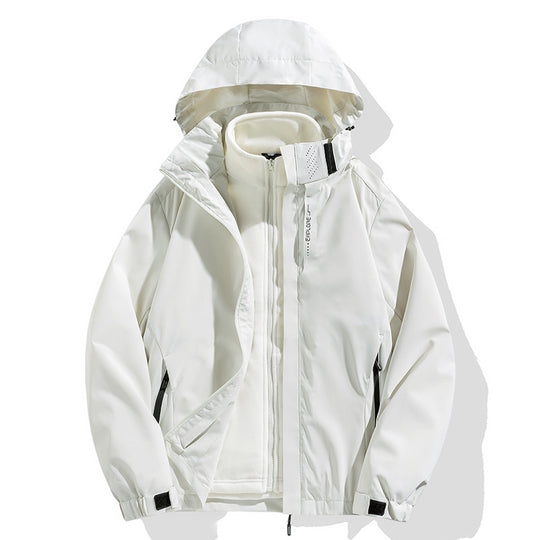 Herren zweiteilige Winterjacke mit abnehmbarer Fleece-Innenjacke wasserdicht winddicht Nord Taschen